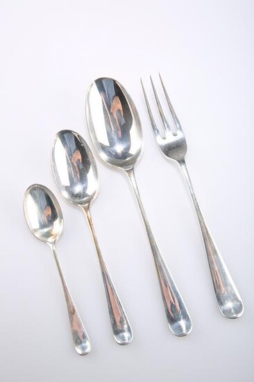 A SILVER TABLE SERVICE OF HANOVERIAN RAT TAIL PATTERN