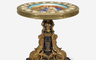 A Sèvres Style Porcelain Mounted Ebonized and