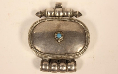 A Silver "GHAU" WITH TURQUOISE, Tibetan
