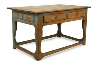 A Swedish Painted Pine Farmhouse Table Height 29 x