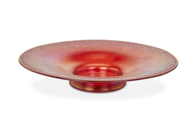 A Tiffany-style art glass footed plate