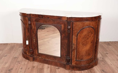 A Victorian walnut marble topped credenza