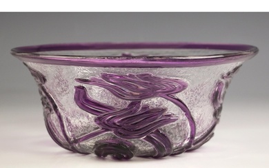 A Webb studio glass purple cameo bowl, of flared circular fo...