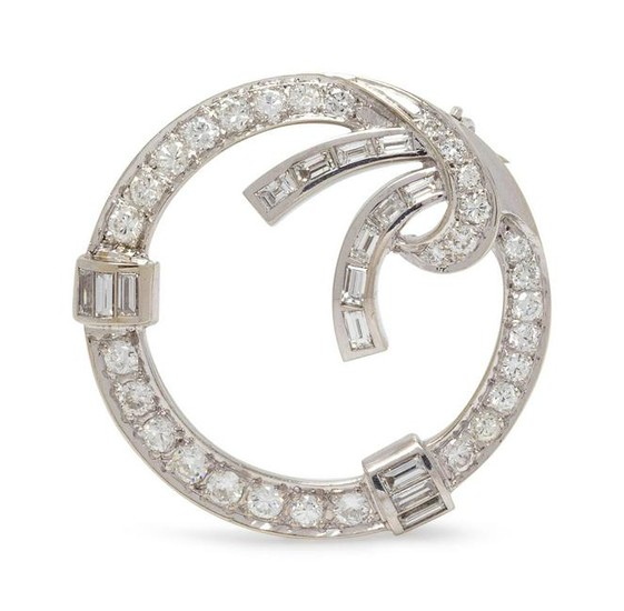 A White Gold and Diamond Circle Brooch