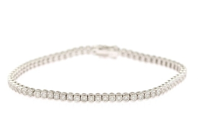 A diamond bracelet set with numerous brilliant-cut diamonds totalling app. 3.13 ct., mounted in 18k white gold. L. 18.2 cm.