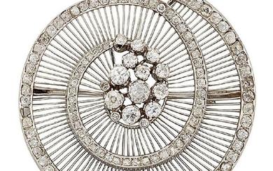 A diamond brooch, of old and circular-cut diamond...