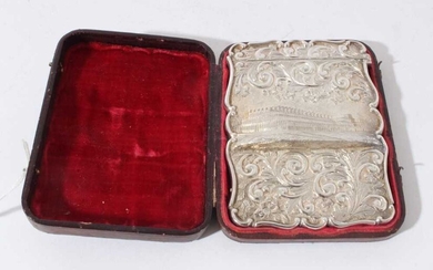 A fine Victorian silver Crystal Palace card case in original leather covered fitted case