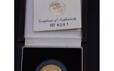 A gold proof sovereign dated 1996 in box