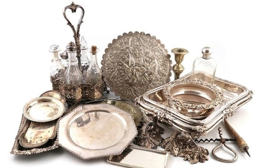 A mixed lot, comprising: a Turkish silver mirror...