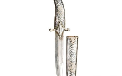 A niello silver Caucasian dagger, dated 1973