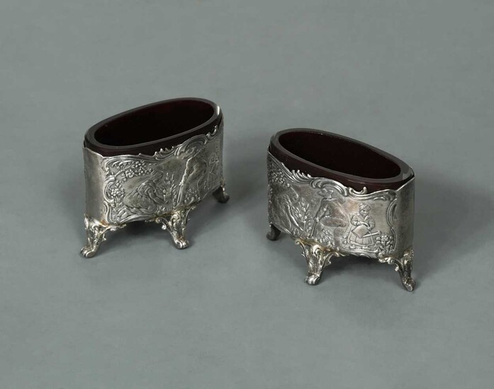 A pair of 19th century German metalwares silver salts