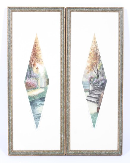 A pair of contemporary Continental framed landscapes engravings by Chahidoy