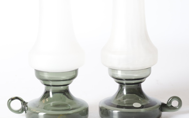 A pair of Reijmyre glass lanterns, 20th century.