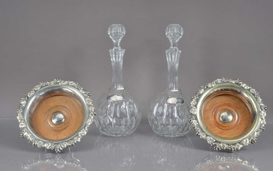 A pair of Victorian Elkington & Co silver plated magnum bottle coasters