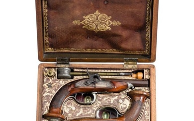 A pair of cased German percussion pocket pistols, J. A. Kuchenreuter, Regensburg, circa 1840