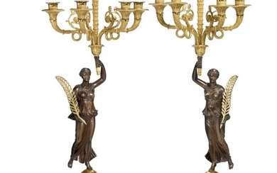 NOT SOLD. A pair of large French Empire figural candelabra. Paris, early 19th century. H. 89 cm. (2) – Bruun Rasmussen Auctioneers of Fine Art