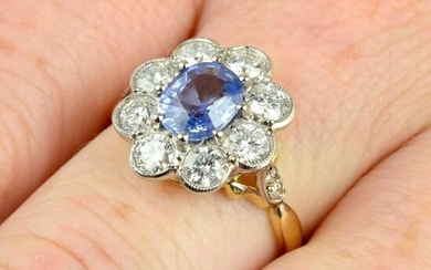 A sapphire and brilliant-cut diamond floral cluster