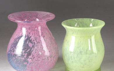 A set of 2 glass vases, including Bertil Vallien Kosta Boda.