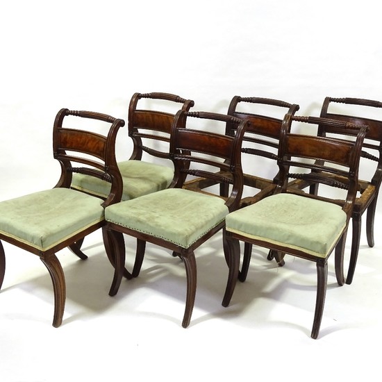 A set of 6 George III Irish mahogany dining chairs, with car...