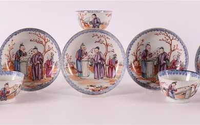 (-), A set of five porcelain 'tangerine' cups...