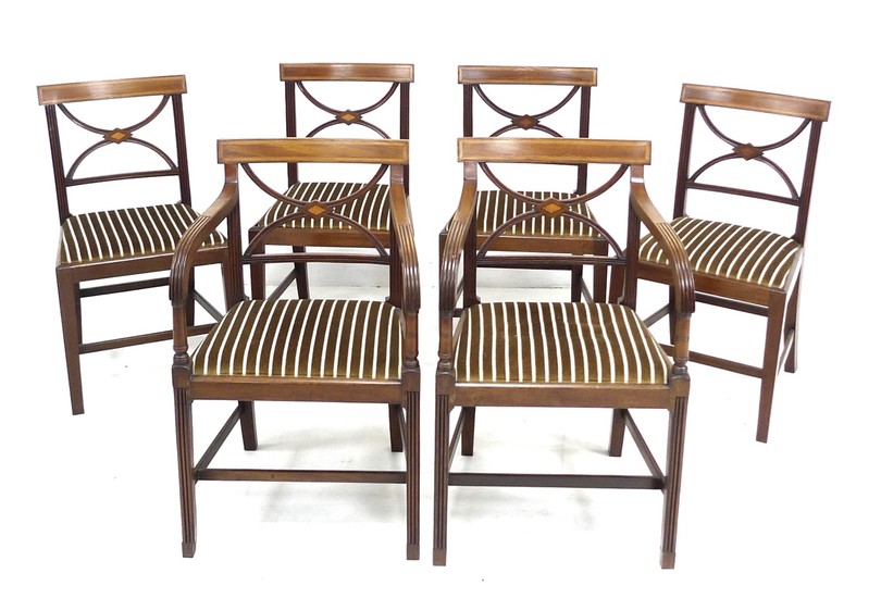 A set of six Regency style mahogany dining chairs, with cros...