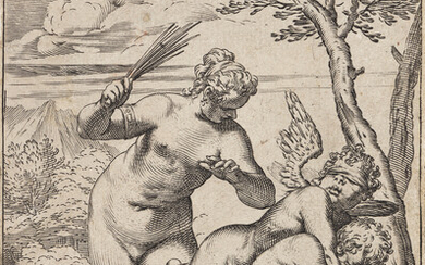 AGOSTINO CARRACCI Venus Punishing Profane Love. Engraving, circa 1590-95. 154x112 mm; 6 1/4x4...