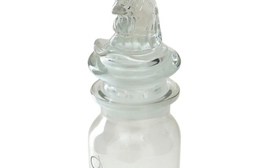AMERICAN HEISEY GLASS COCKTAIL SHAKER W ROOSTER