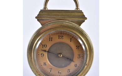 AN ANTIQUE FRENCH BRONZE MANTEL CLOCK of padlock type form. ...