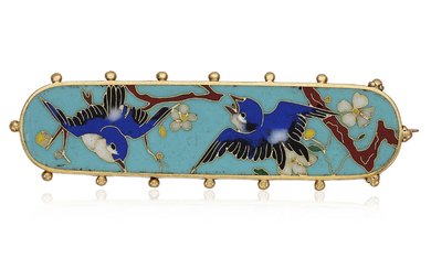ANTIQUE ENAMEL AND GOLD BROOCH, ATTRIBUTED TO FALIZE