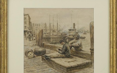 ARTHUR VIDAL DIEHL (Massachusetts/New York/England, 1870-1929), “Along the Docks, 1898”