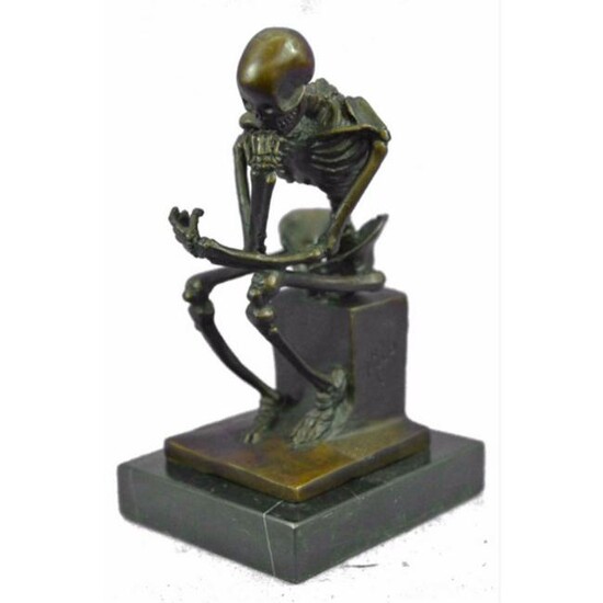 After Rodin's Thinker, Skeleton Thinker Bronze