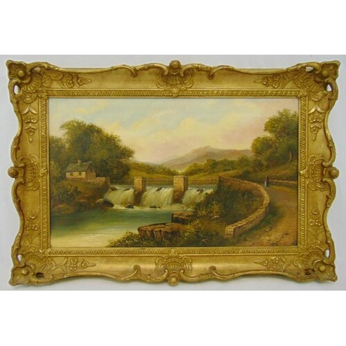 Albert Gilbert framed oil on canvas titled On The Llugwy Nor...
