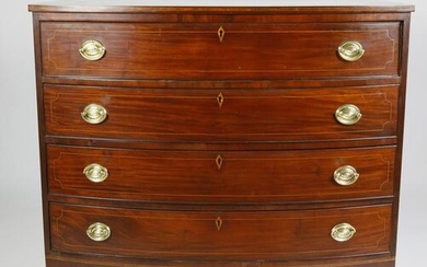 American Inlaid Bow-front Chest of Drawers, 19th c.