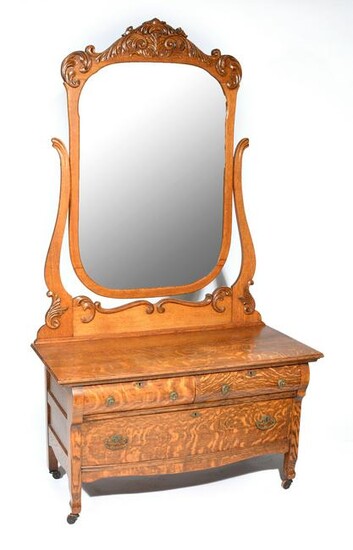 American Victorian Oak Princess Dresser