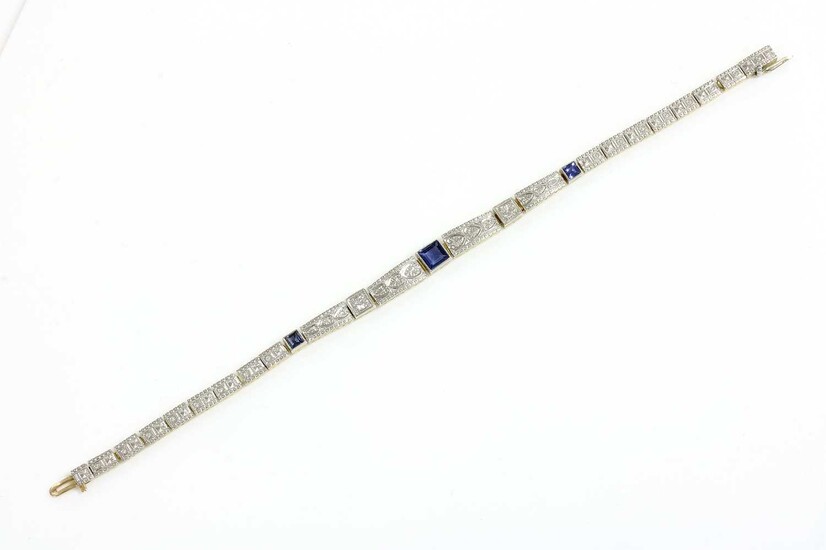 An American Art Deco synthetic sapphire and diamond bracelet, by Allsopp and Allsop, c.1925