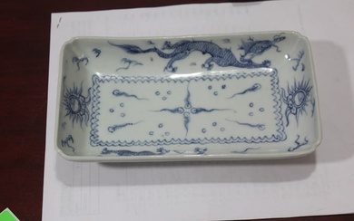 An Antique Blue and White Dragon Plate