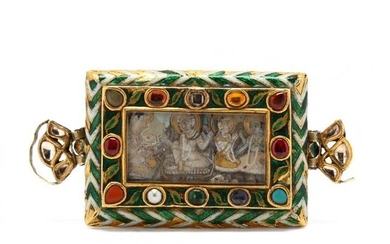 An Antique Gold and Enameled Gem-Set Buckle with