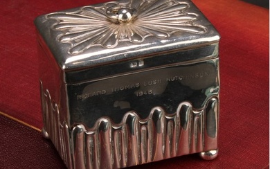 An Edwardian silver half-fluted retangular tea caddy, of Geo...