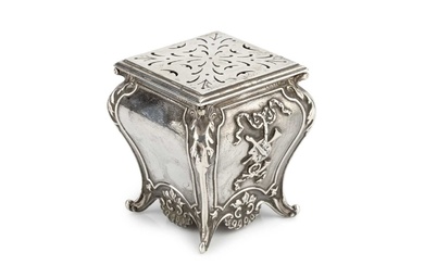 An Edwardian silver pot pourri box, in the form of...