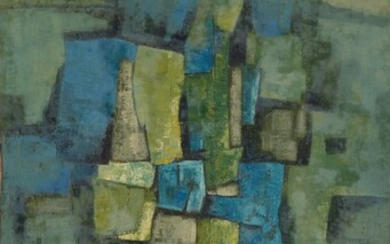 An abstract compisition. Oil on cancas. Signed and...