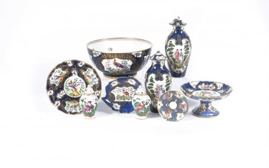 An assortment of Worcester 18th century style pottery and porcelain