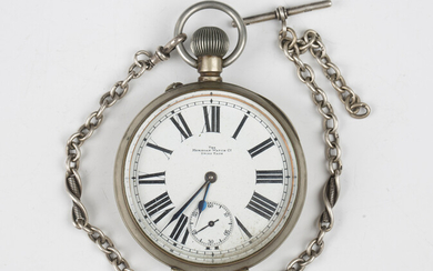 An early 20th century plated keyless wind Goliath pocket watch, the movement numbered '1043201&