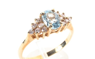 An unmarked yellow metal paste and CZ dress ring.