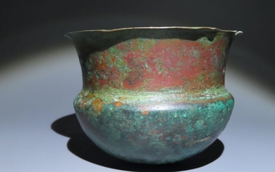 Ancient Egyptian Copper Unique Vase, nice form. Old Kingdom, Dynasty 6, ca. 2323–2150 B.C. 11 cm D. VERY BIG