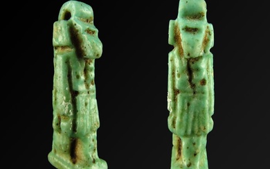 Ancient Egyptian Faience Amulet of the God Toth with Baboon face - 3.3 cm (No Reserve Price)