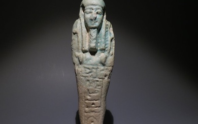 Ancient Egyptian Faience, Shabti. 11,5 cm H. Late Period, 664 - 332 BC Figure