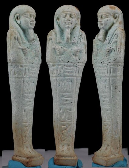 Ancient Egyptian Faience Shabti for priest of the goddess Smentet, "PA-DI-USIR" - (1)