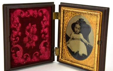 Antique 19th C Gutta Percha Case Daguerreotype