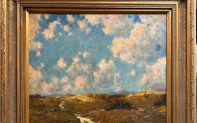 Antique American Impressionist Landscape Painting Signed