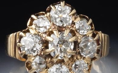 Antique Old Mine Cut Diamond Cluster Ring